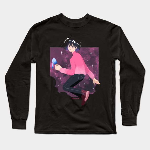 Galaxy Girl Long Sleeve T-Shirt by Wizn Art